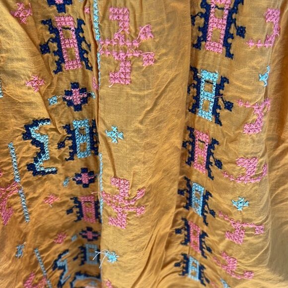 Rachel Zoe orange 100% cotton smoked embroidered shoulder tie top. NWT. Small. - Picture 3 of 6